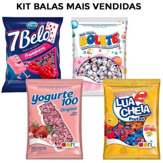 Kit Festa com as Balas Mais Vendidas - Yogurte 100, Bolete, 7Belo ou Lua Cheia! Escolha o seu!