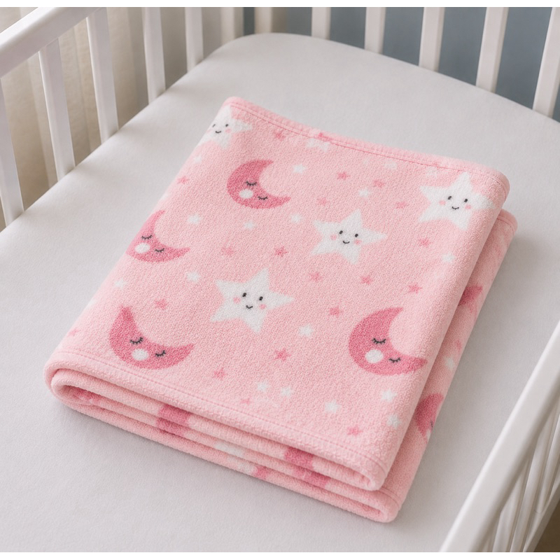 Manta, Cobertor Menina, Bebê, Microsoft Premium Rosa de estrelas, Antipilling, Antialérgica, Infantil