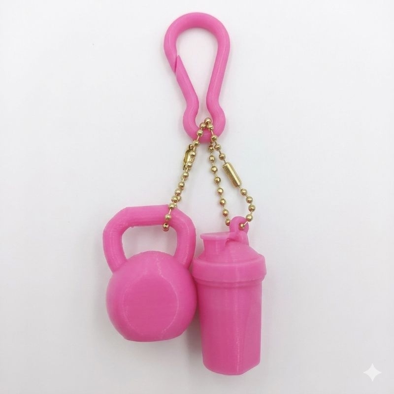 kit 2 Chaveiro Personalizado Kettlebell + Coqueteleira - Brinde para Alunos e Personal várias cores