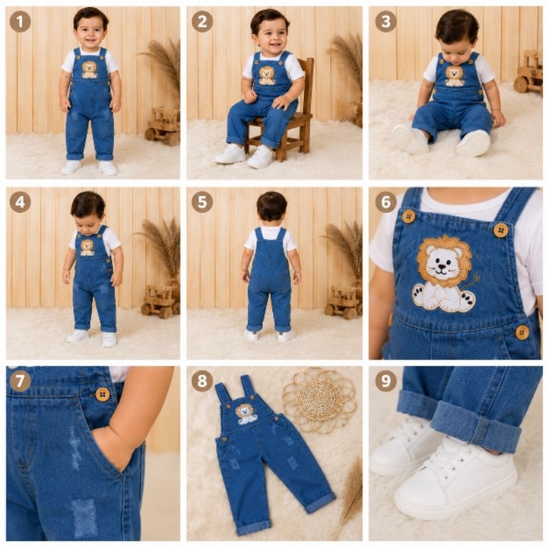 Macacão Jardineira Calça Jeans De Menino infatil 1 2 3 anos.