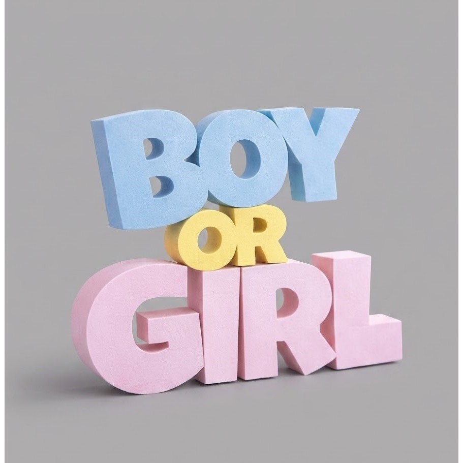 Boy or Girl - Letreiro para Chá Revelação, Azul, amarelo, Rosa Bebê, Decoração mesa