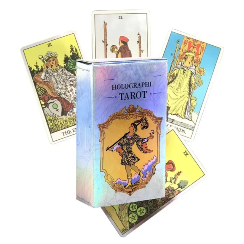 Tarot Holográfico A.E. Waite Frente Holográfica e Verso de Mandala - Cigana lenormand Baralho