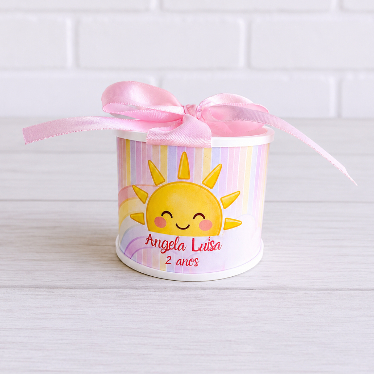 Kit Tubolata 5x6cm SOL, SOLZINHO ROSA Personalizada -  Festa Lembrancinha Aniversário Chá de Bebê