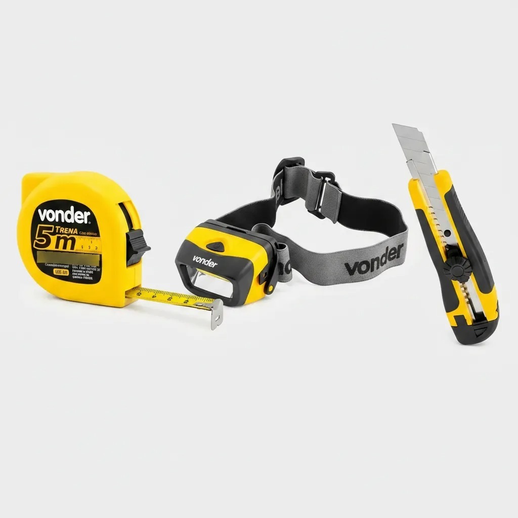 Kit Vonder Trena 5m + Lanterna De Cabeça + Estilete Vonder