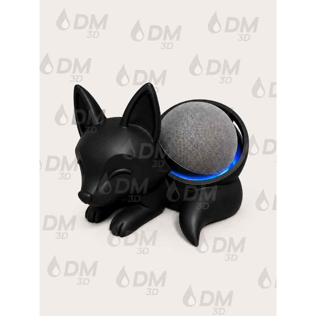 Suporte Alexa Baby Fox  Echo Dot 4 e 5 Geração. Raposa Decorativa em 3D para Estante, Rack e Mesa