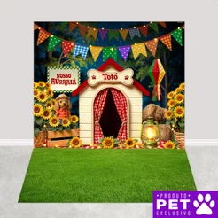 Fundo Fotográfico Festa Junina Pet Cenário Bandeirinhas Tecido 1,20x1,70m Painel Arraiá - PET-152