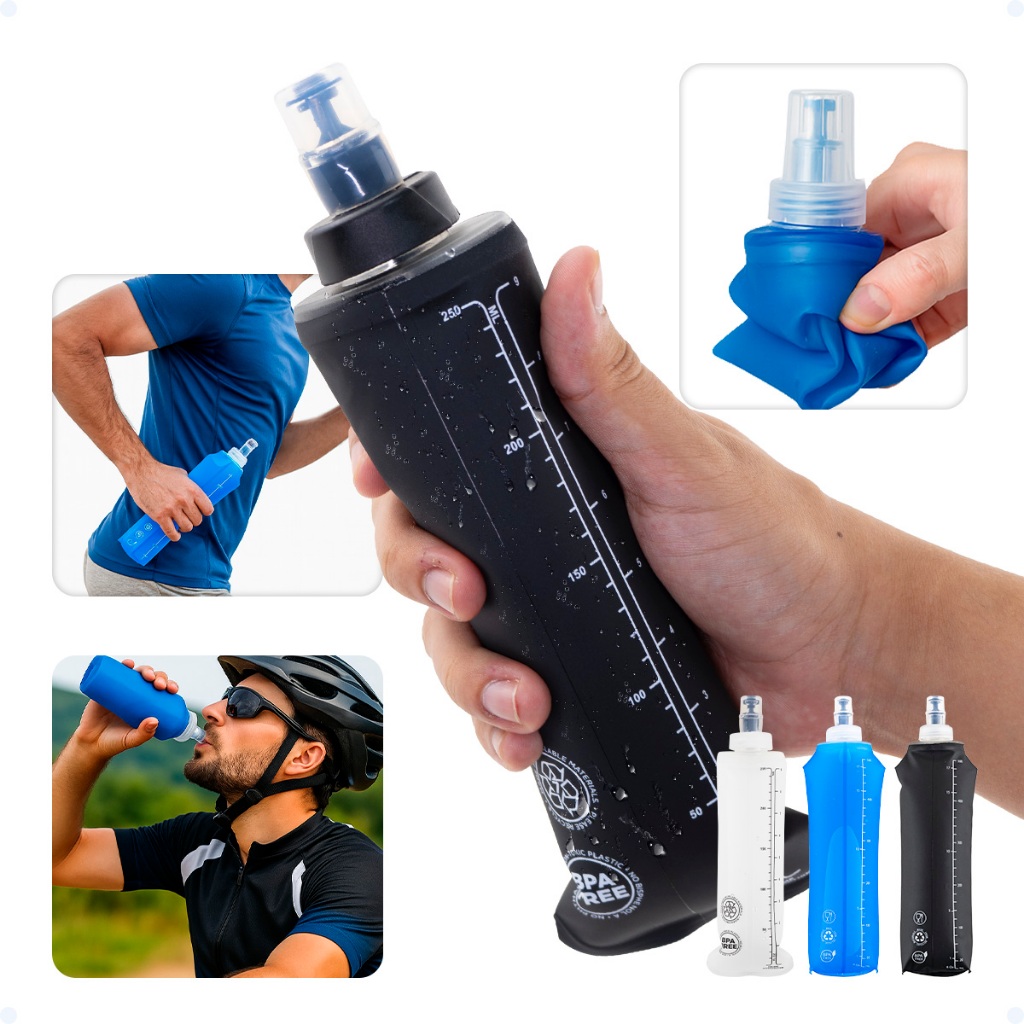 Garrafa De Água Silicone Squeeze Corrida Rua Mole Garrafa Dobrável Bicicleta 250 ML Hidratação