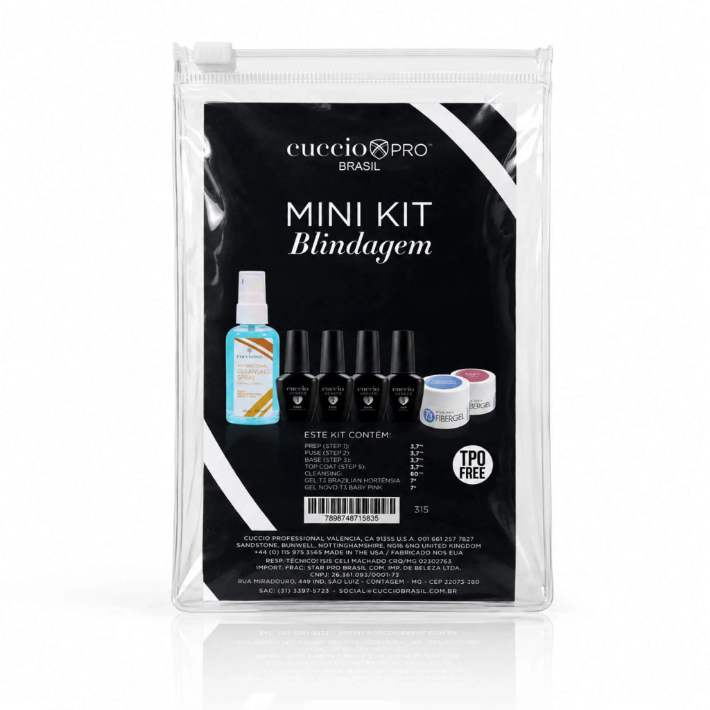Mini Kit Novo Cuccio Blindagem Alongamento Unhas Gel 7 Itens