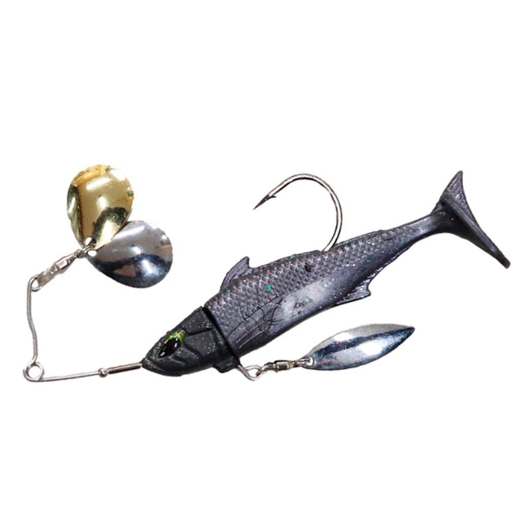 Isca Kaiju Spin Twister 5/0 21Gr HKD Spinner c/ Shad Soft-cor branco