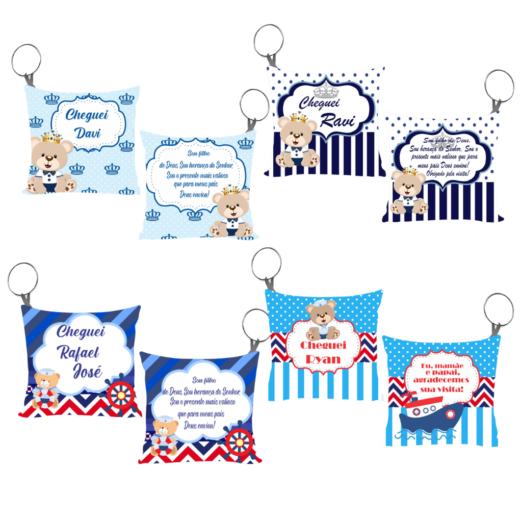 Kit 10 a 50 Chaveiro Lembrancinha Ursinhos Coroa Personalizado Almochaveiro Saida Maternidade