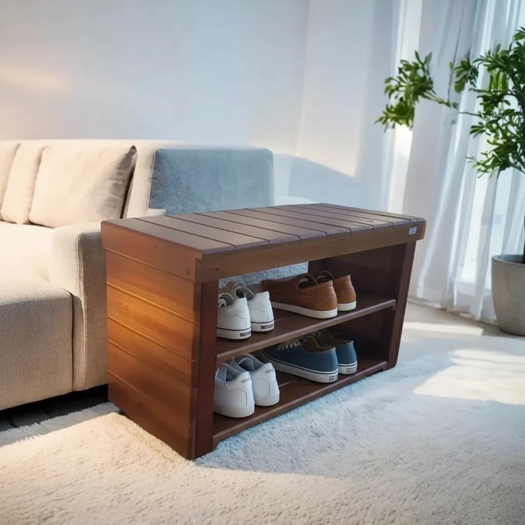 Sapateira Banco suporta 160 kgs - 90x40x50 - laterais fechadas