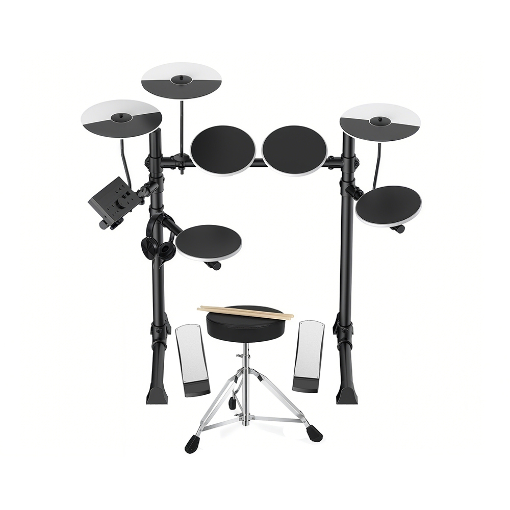 Electronic Drum Set with 4 pads silenciosos, bateria compacta e resistente, ideal para iniciantes, 200 sons diferentes