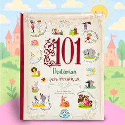 Livro Infantil 101 Histórias para Crianças | Almofadado Grande Educativo Presente