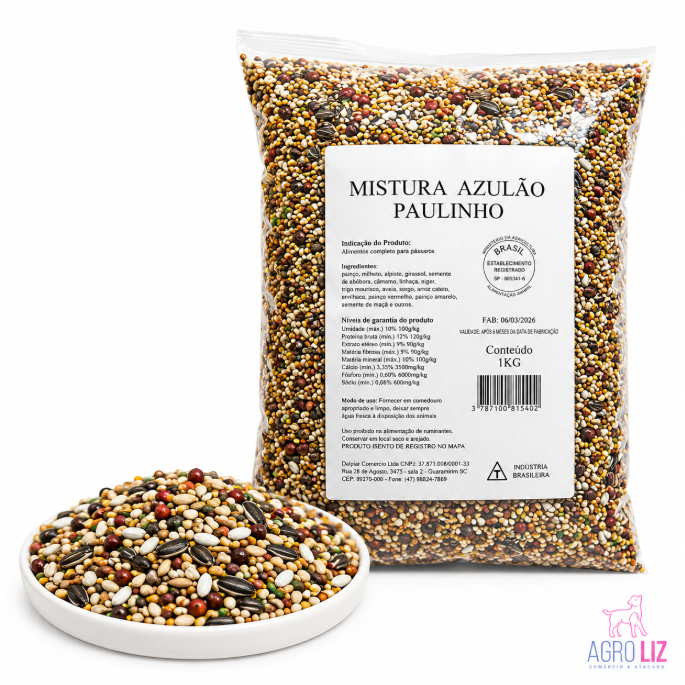 Mistura Azulão 1kg Ração Premium Pássaros Aves Silvestres Alta Qualidade