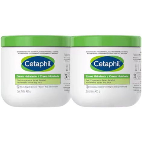 Kit 2x Cetaphil Creme Hidratante 453g Original Hidratante Pele Seca Sensivel Rosto e Corpo