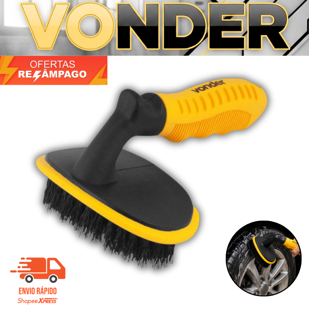 Escova Para Pneus Limpeza Vonder Resistente Uso em Carro Moto Bike Caminhão Premium Top