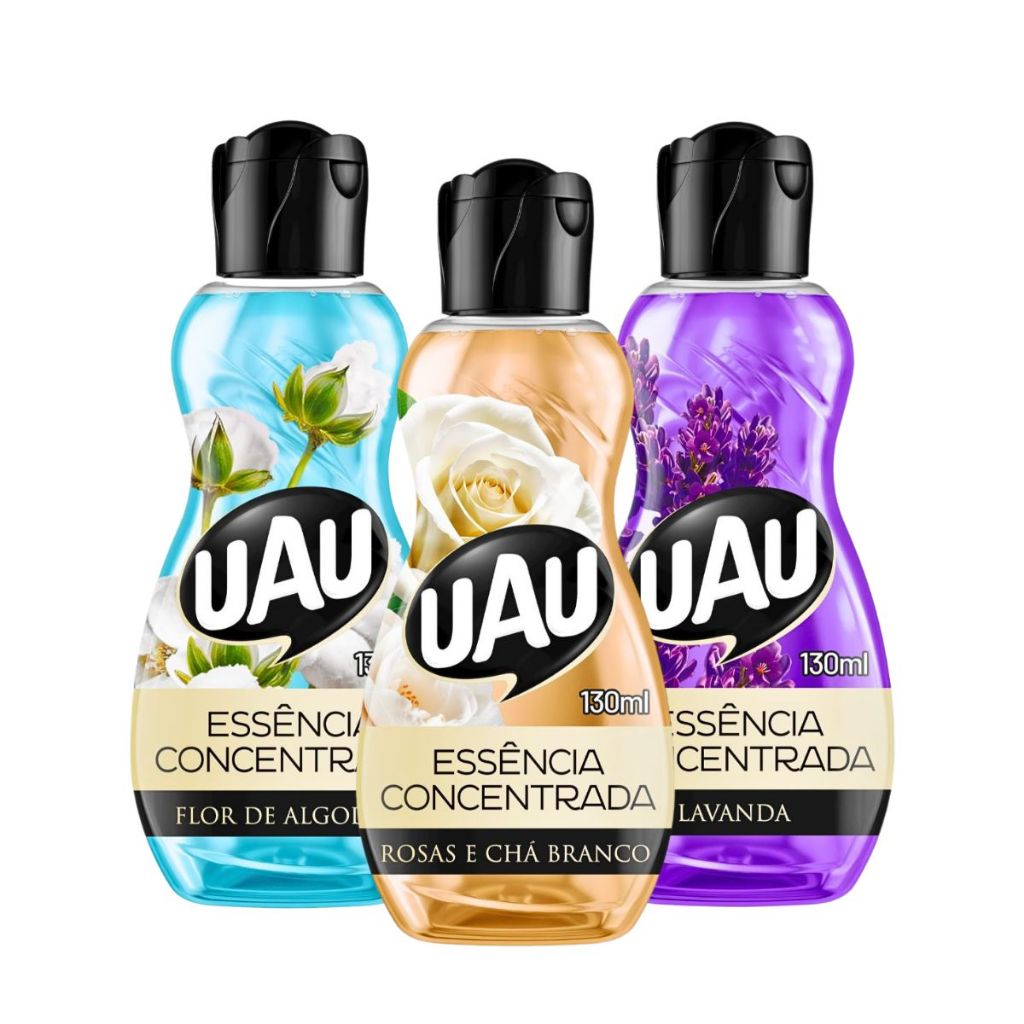 Kit 3 Essências UAU Lavanda, Flor de Algodão e Chá Branco