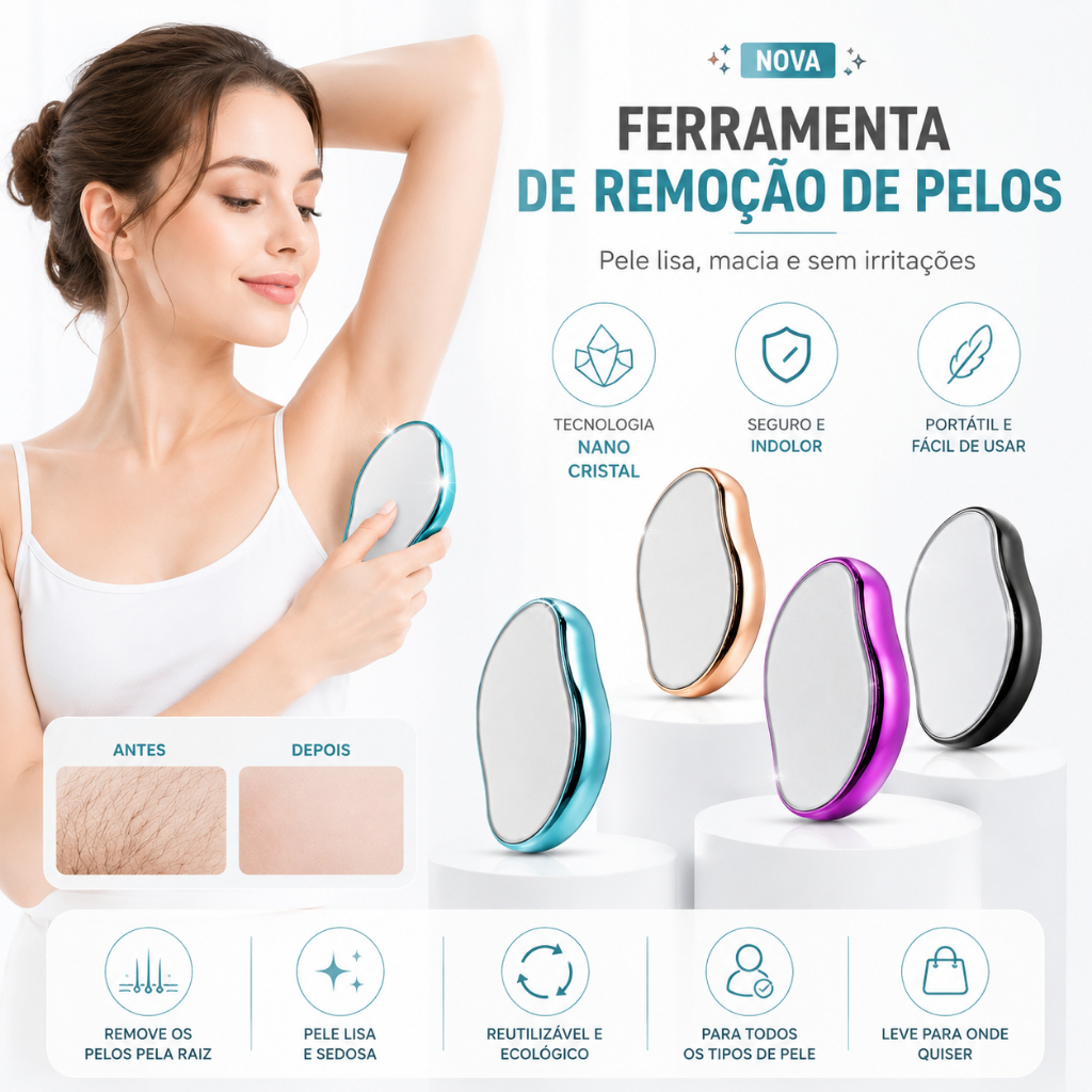 Depilador De Cristal Indolor Reutilizável Ferramenta De Beleza Fácil De Limpar Seguro