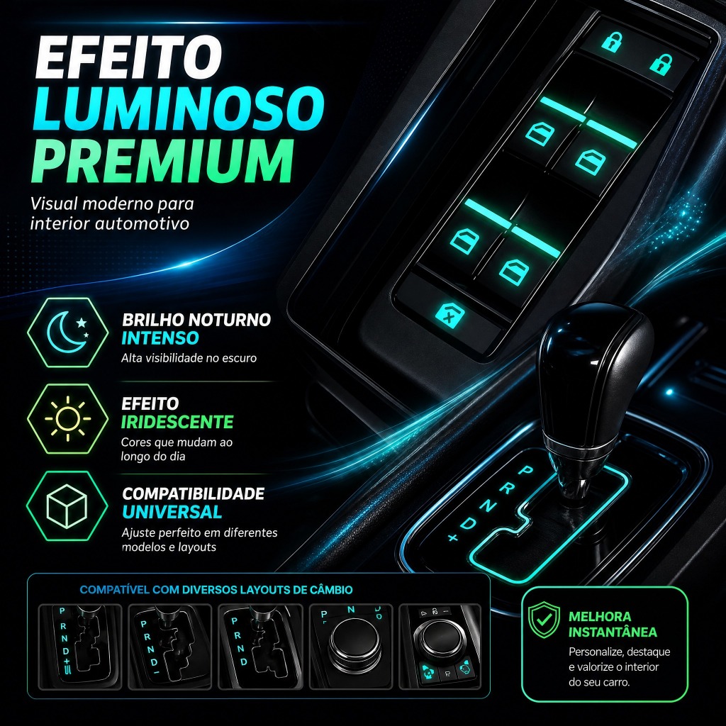 【Envio de São Paulo】Car Luminous Button Stickers, Window Lift Switch Decals, Glowing Night Lights Inter