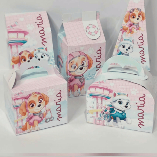PEGUE E MONTE|Kit Festa Personalizado| PATRULHA CANINA | Caixinhas Lembrancinha para Aniversário - SEMIMONTADAS