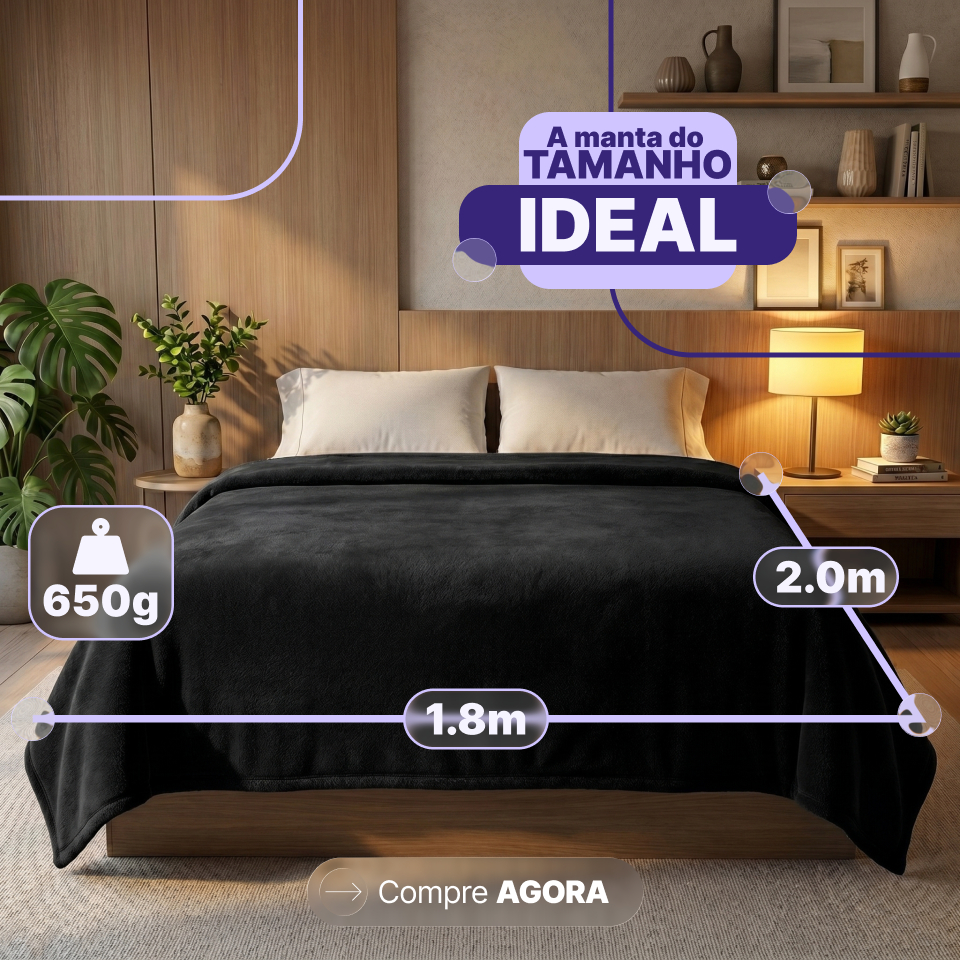 Cobertor Manta Casal 2,00x1,80Mt Coberta Microfibra Lisa Antialérgica Soft Macia Quentinha Várias Cores