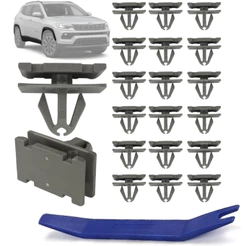 Kit 20 Grampo Presilha Fixação da Moldura Lateral Para Jeep Compass 2016 até 2023 Todos