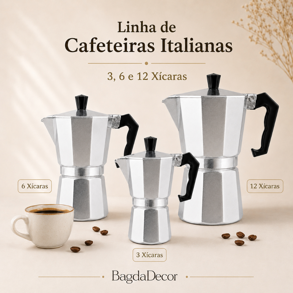 Cafeteira Café Prensa Francesa 350/650ml OU Italiana Moka 3-12 Xícaras (Variação)