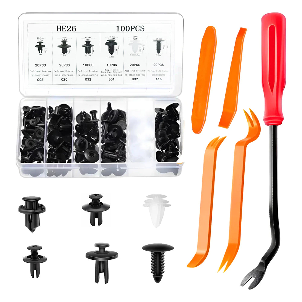 Kit 100 Presilha Grampo Parabarro Parachoque Universal Carro