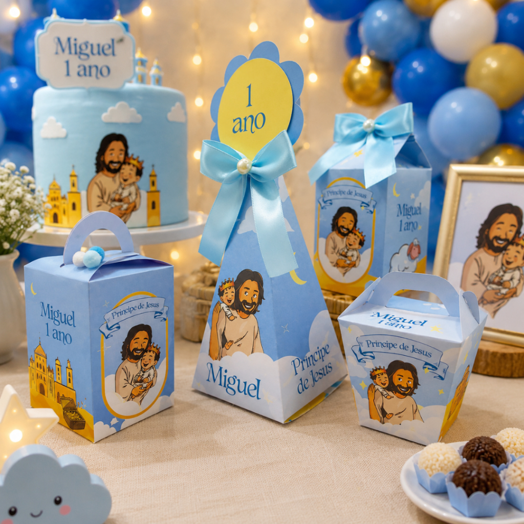 Caixinha personalizada tema Príncipe de Jesus lembrancinha aniversário infantil