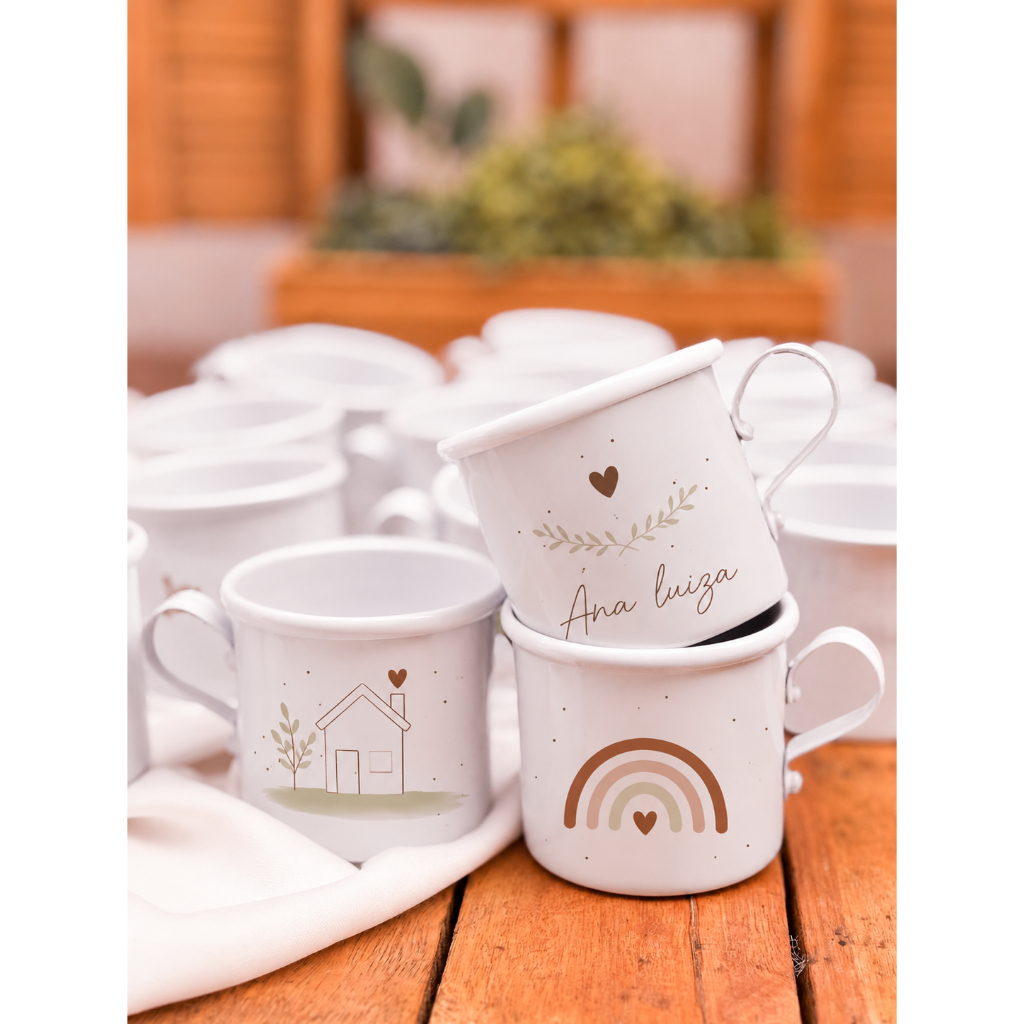 Mini Caneca Esmaltada 100ml Personalizada | Lembrancinha