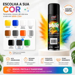 Tinta Spray Preto Brilhante Fosco Branco Azul Grafite Verde Prata Bronze Laranja 340 ml