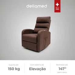 Poltrona Leito Elevatória e Reclinável Elevamed Dellamed  com Controle Bivolt