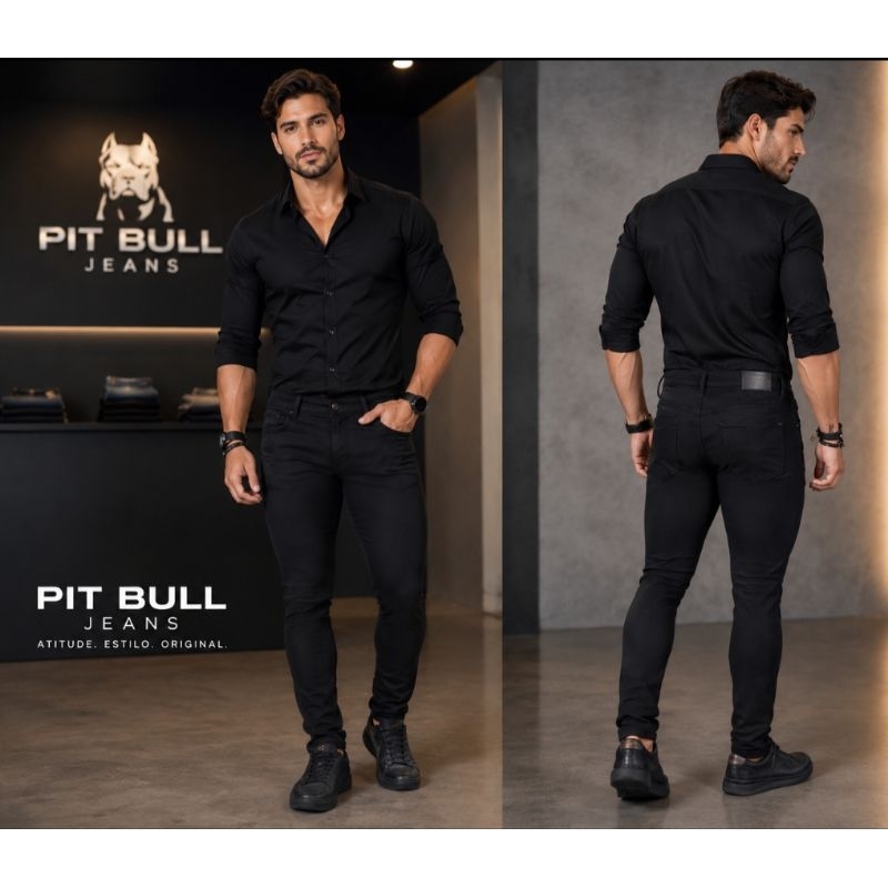 Calça Sarja Masculina PIT BULL Preta