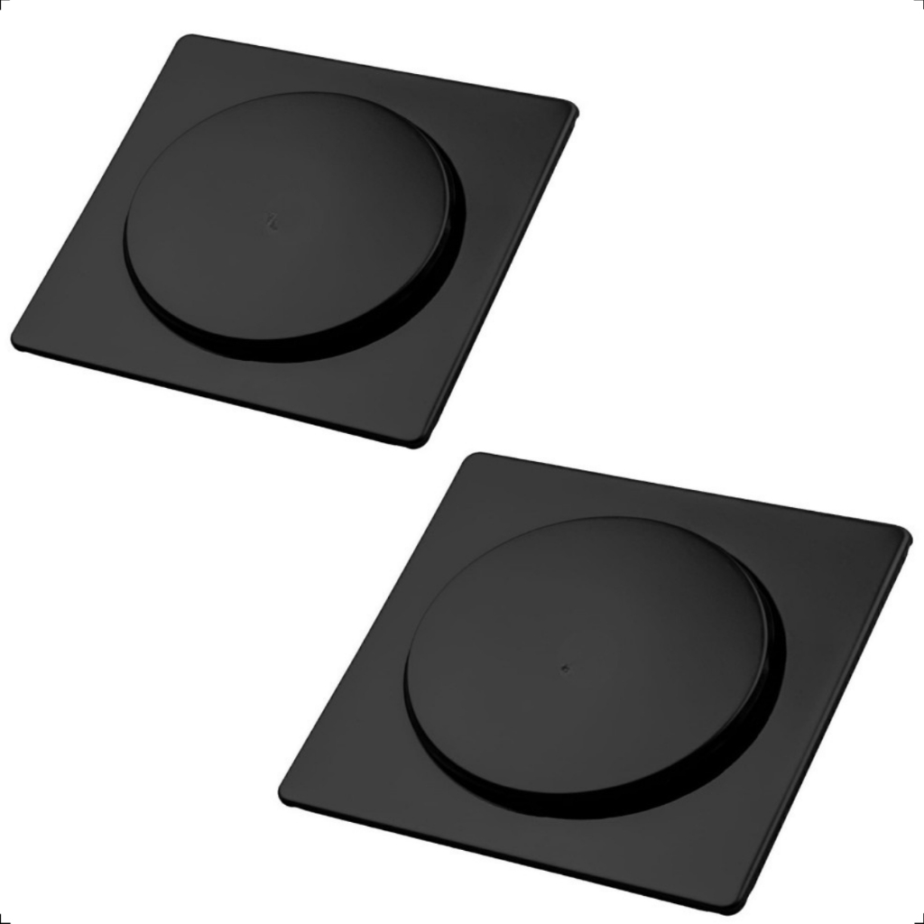 Kit 2 Ralo Click 15x15 Quadrado Inteligente Banheiro Preto