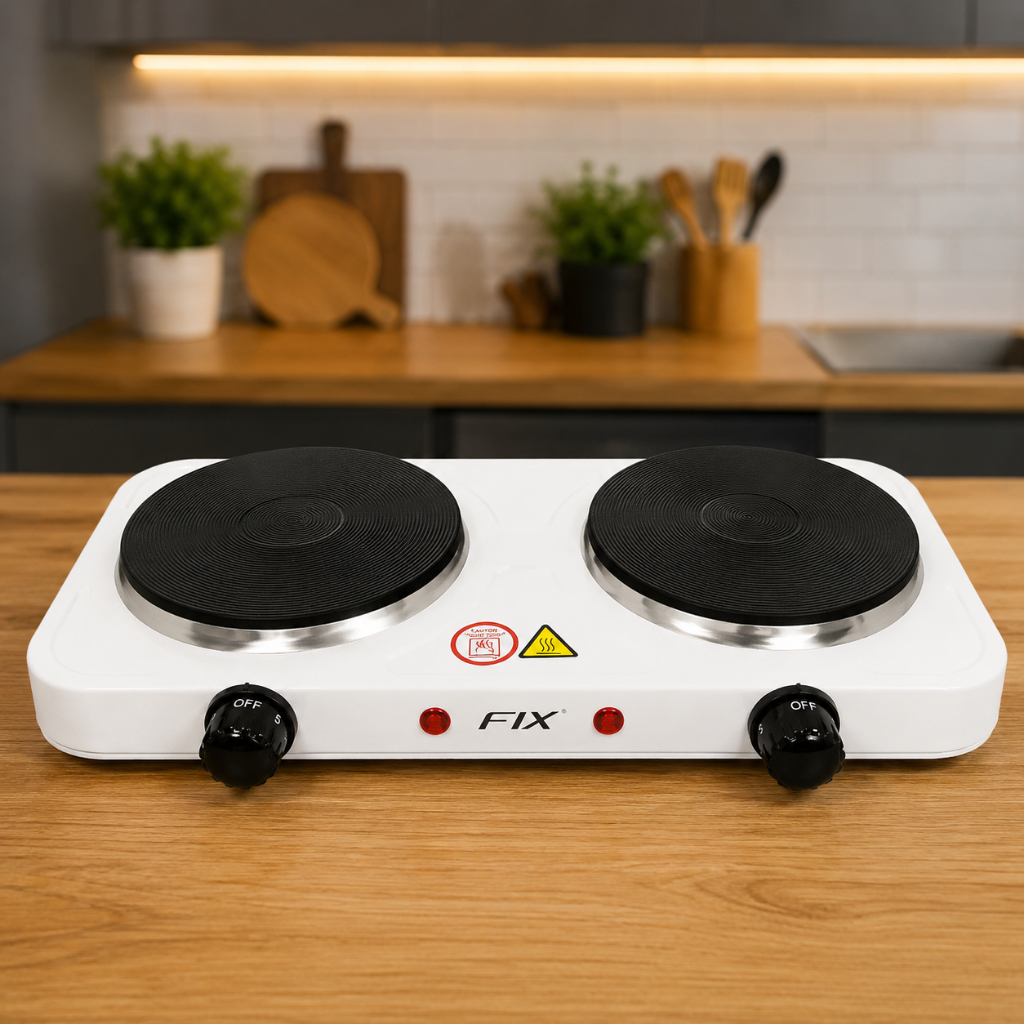 Fogão Elétrico Portátil 2 Bocas 2000W 220V Cooktop Elétrico Mesa Compacto Cozinha