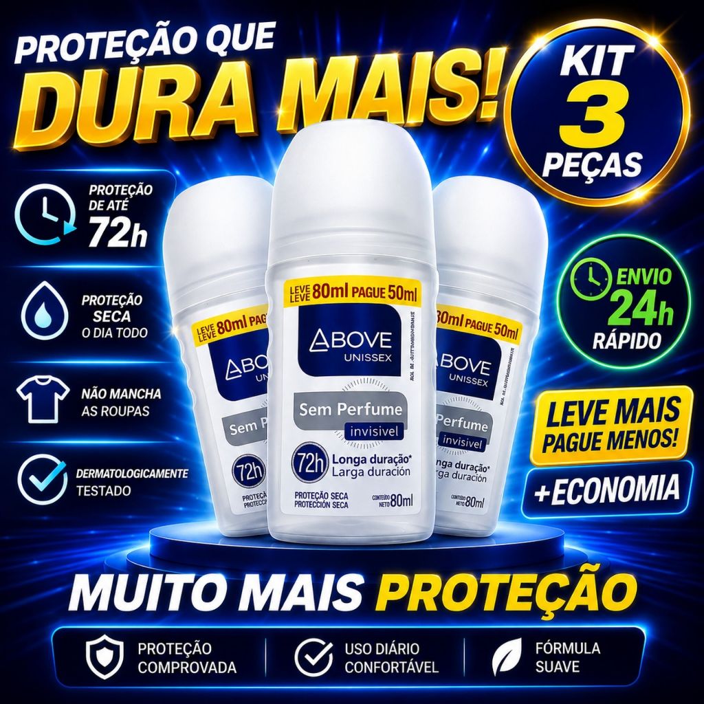 Desodorante Roll on Rollon Rolon Masculinos e Femininos Sem Perfume Frasco Transparente Jumbo