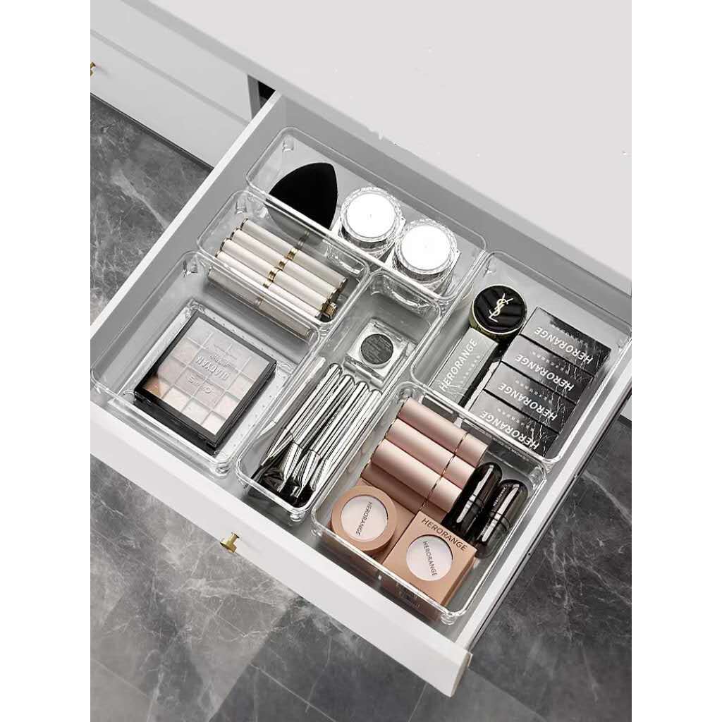 KIT 4 Organizadores Acrílico De Maquiagem Cosméticos Multiuso De Gavetas Caixa Mesa Armários Geladeiras Potes