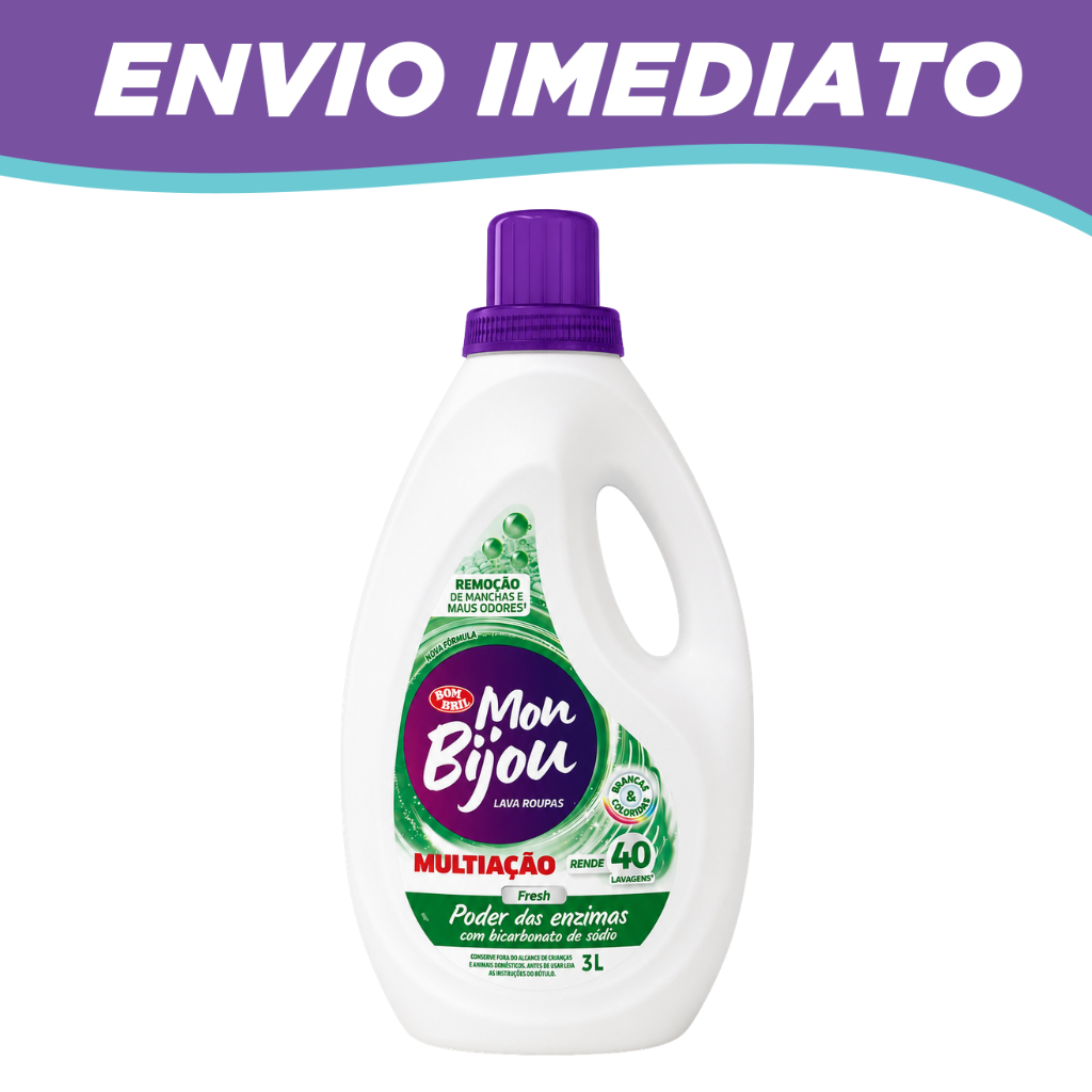 Sabão Lava Roupas Líquido Mon Bijou Multiação Fresh 3L
