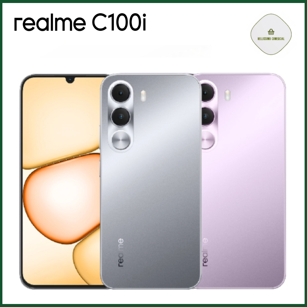 Smartphone Realme C100i 256GB / 128GB 4GB RAM Dual SIM NFC Tela 6.8" - Roxo; Cinza