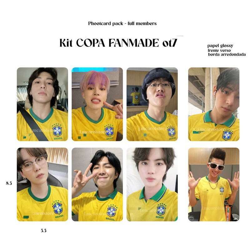 Kit Photocards fanmade  COPA • Escolha o Seu! Photocard Frente e Verso • Seleção  • K-pop Fanmade, ARMY
