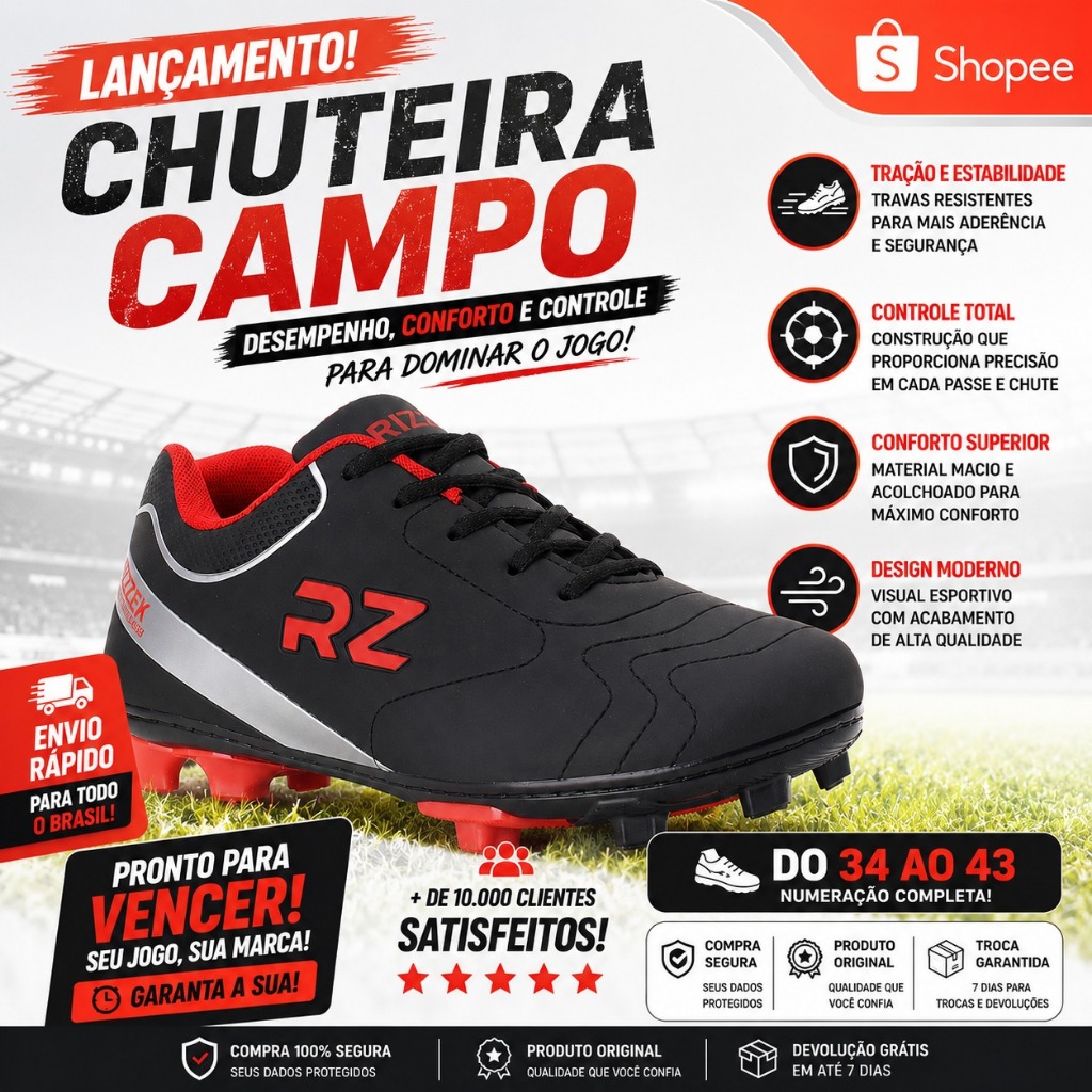 Chuteira De Campo Masculino RizeekSuper Promoção