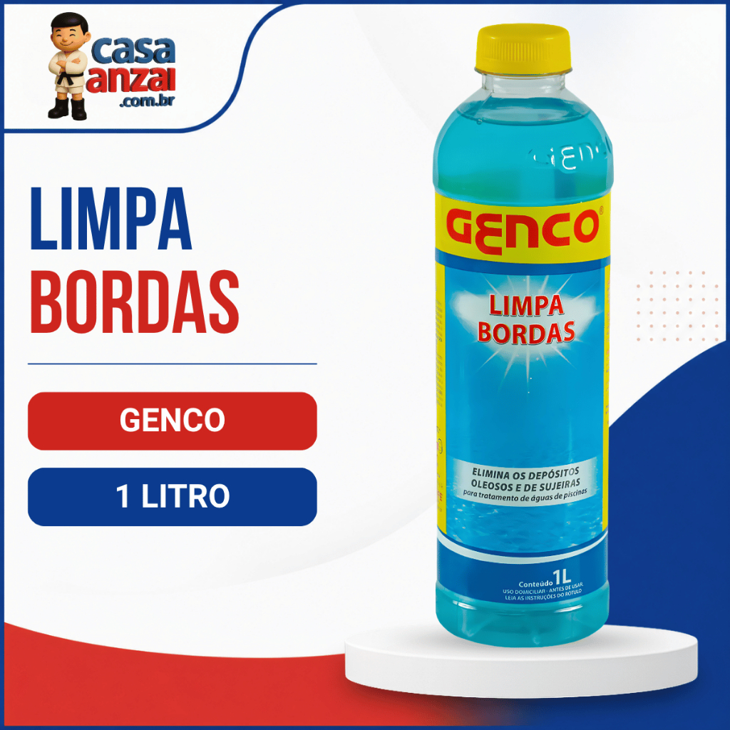 Limpa Bordas 1 Litro Genco Manutenção de Piscinas - Kit 5/6/12