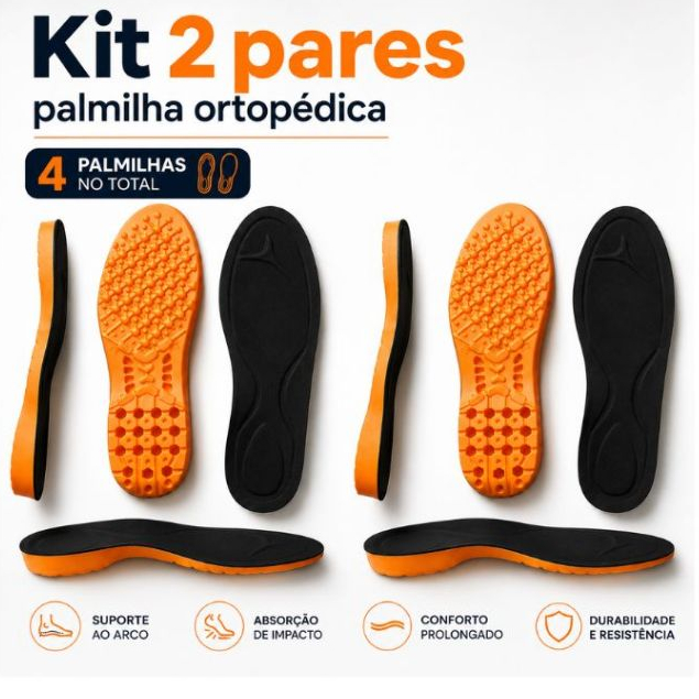 Kit 2 pares Palmilha em Gel Ortopédica Anatômica Confortável Tênis Sapato Macia Ideal Para Quem Trabalha em Pé Horas