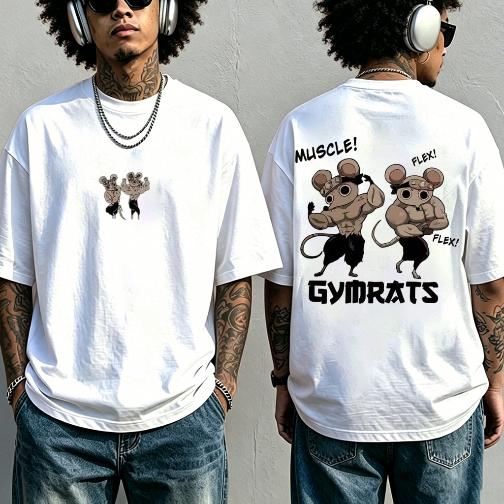 Camiseta Oversized Anime Estampada Lançamento filme Demon Slayer GYMRAT Unissex Algodão Academia