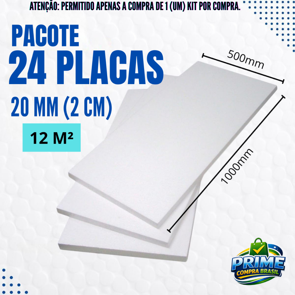 KIT 24 Placas de EPS 20mm (2 cm) | Isolamento Térmico e Construção