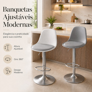 Banquetas altas para balcão giratória Estrutura metálica Banqueta de bar ajustável Cadeira
