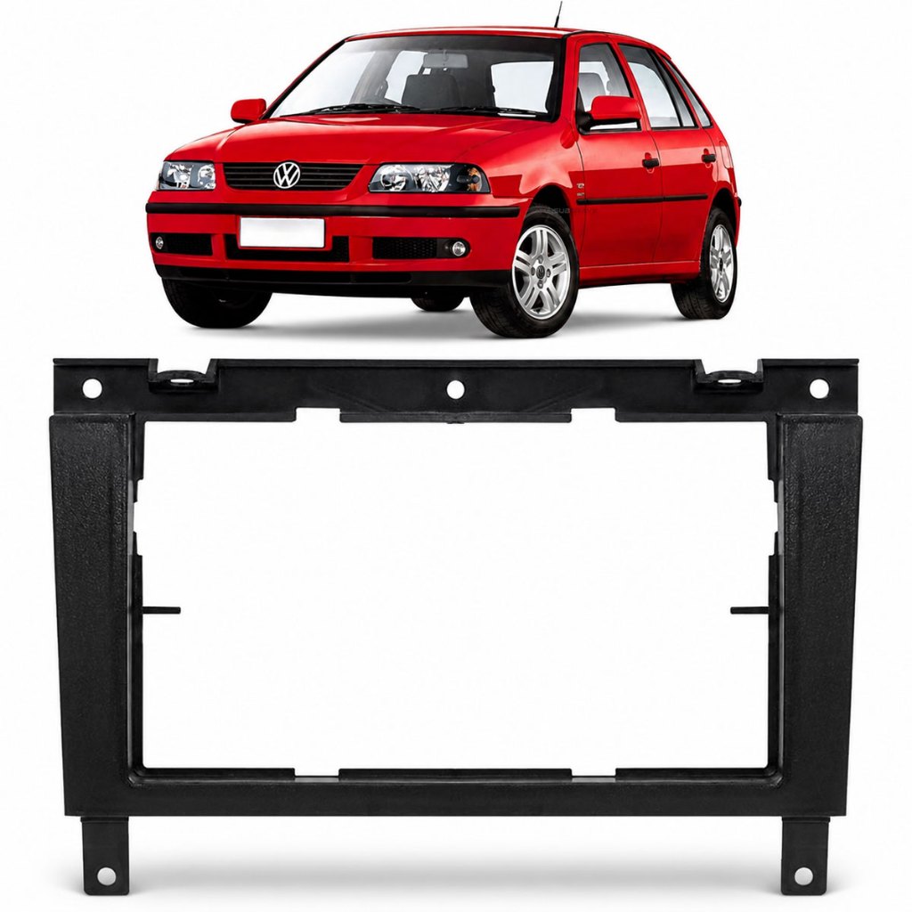 Moldura Painel 2 Din Gol G3 Saveiro Parati Geração 3 Preta 2000 a 2005 Para DVD Central Multimídia
