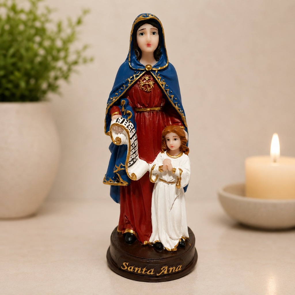 Imagem Santa Ana Com Maria Menina 13cm Em Resina Santa Católica Decoração Sacra