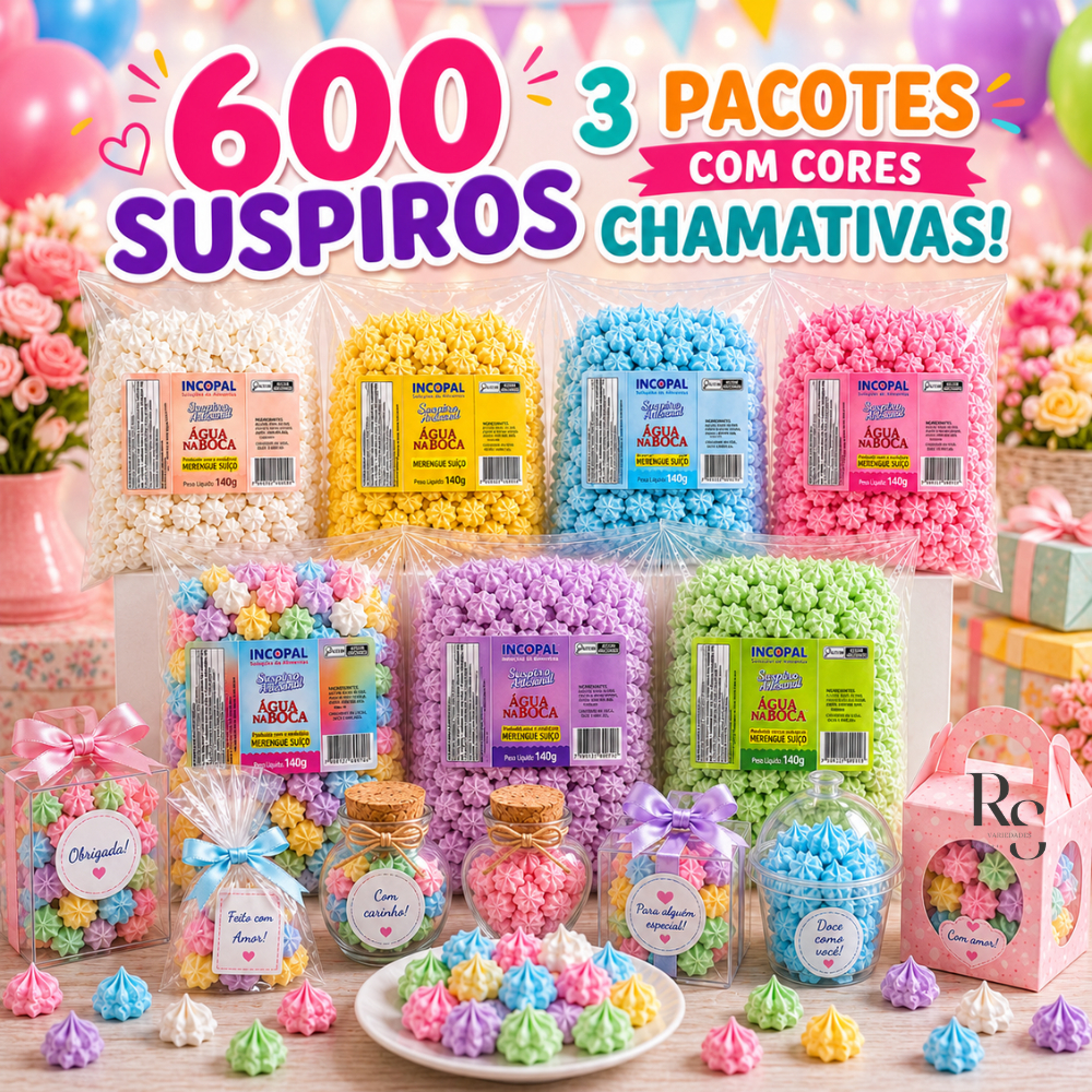 600 Mini Suspiro Incopal p/ lembrancinha - Kit 3x140g