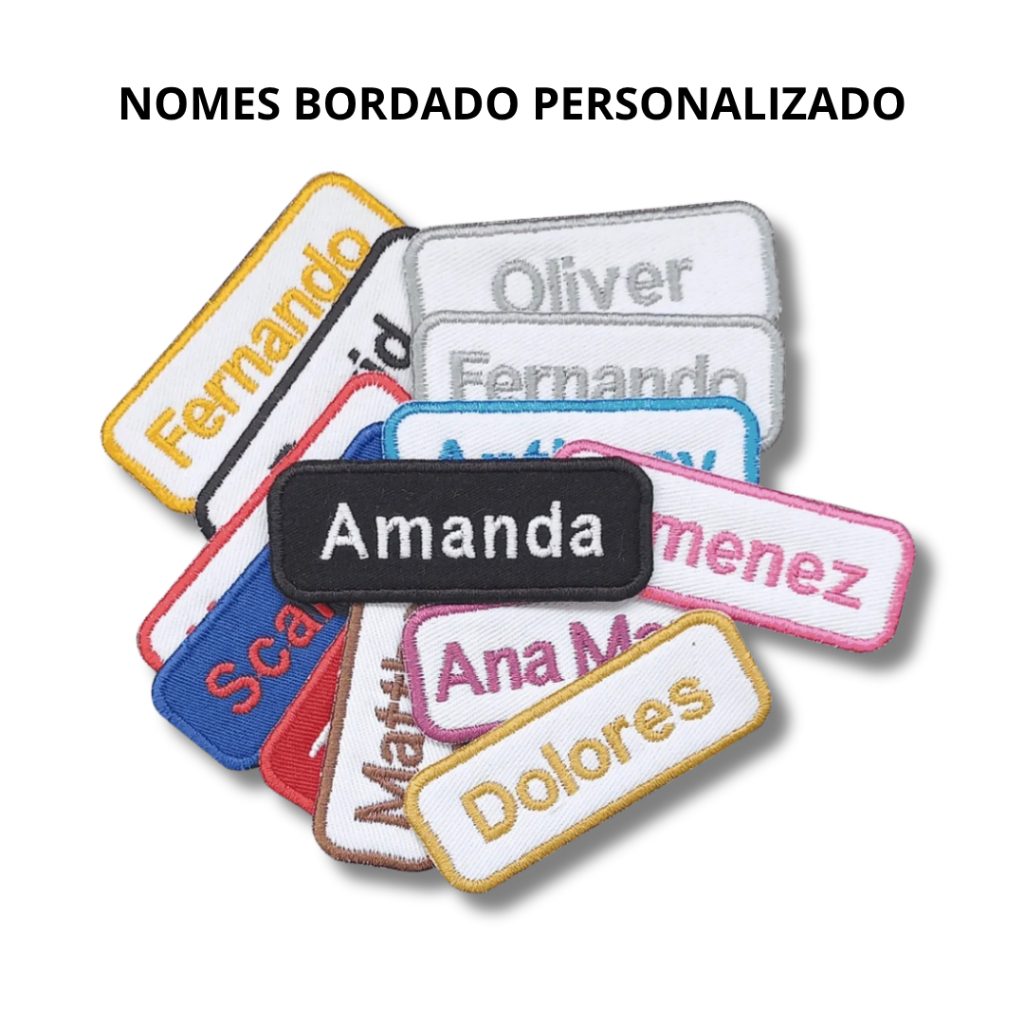 Nome Bordado Personalizado Patch Tarjeta 4 Tamanhos Velcro Termocolante ou Costura